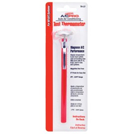 Interdynamics Certified A/C Pro Car Air Conditioner Test Thermometer, Helps Diagnose AC Performace and Checks Outlet Duct Temperature and Ambient Temperature, Includes Holder and Clip