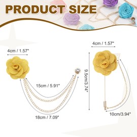 PATIKIL Flower Lapel Chain Brooch Pins for Men 2 Style Yellow