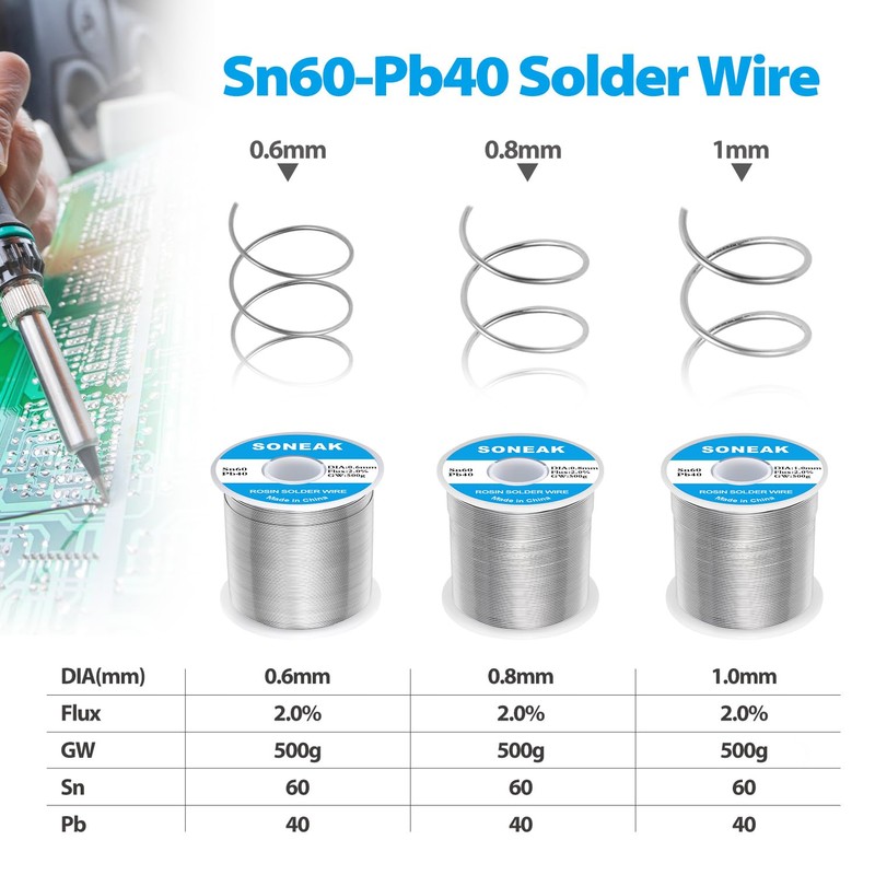 60/40 Tin Lead Solder Wire, Reliable Wire Soldering for Electronics,