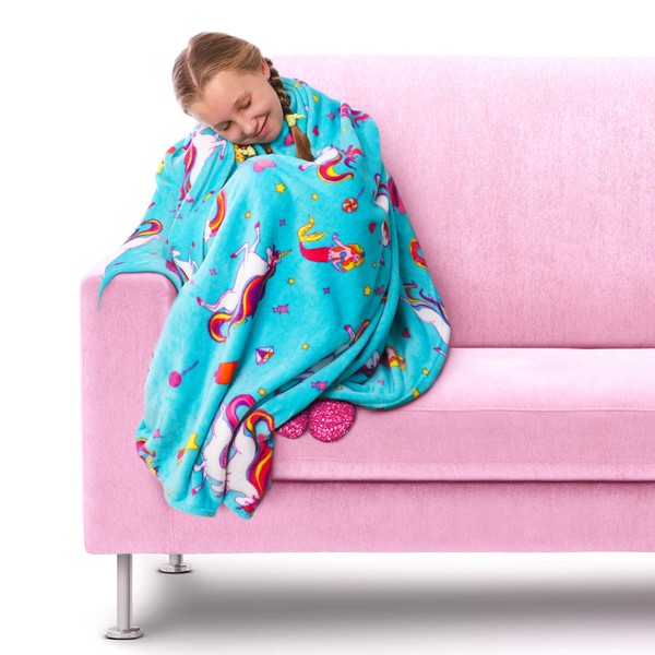 GirlZone Unicorn Fleece Blanket Throw Blanket for Girls, Room Decor