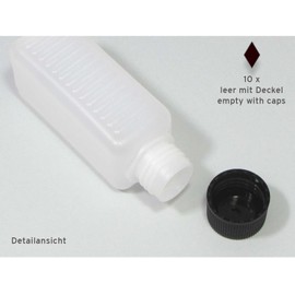 Octopus 10 x 100 ml Kunststoffflaschen, HDPE Plastikflaschen mit schwarzen Schraubverschlüssen, Leerflaschen mit schwarzen Schraubdeckeln, Vierkantflaschen inkl. 10 Beschriftungsetiketten