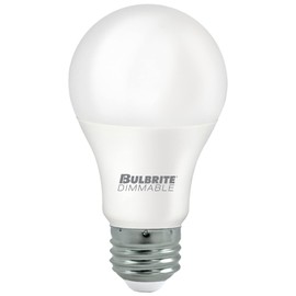 Bulbrite 774238, 9 Watt Omni Directional LED Light Bulb, Frost Finish, A19 60 Watt Equivalent, Premium Dimmable, 2700K E26 Base 120V