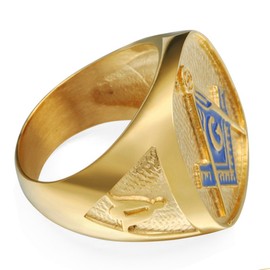 Jude Jewelers Anillo masónico de acero inoxidable estilo sello masónico, Esmalte