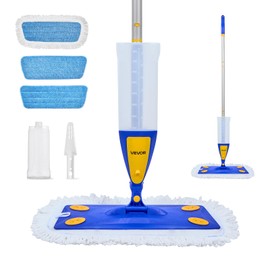 VEVOR Spray Mop, with 3 Washable Pads for Dry and Wet Floor Cleaning and a 27oz Refillable Water Tank, Microfiber Dust Wet Mop & Twisted Cotton Dry Mop, Commercial Home Use for Tiles/Vinyl/Wood Floor