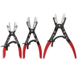 HARFINGTON 3pcs Hose Pinch Off Pliers 8" 10" 12" Carbon Steel Automatic Locking Ratcheting Electrophoresis Chrome Plating for Hoses Cars Gas Pipelines Radiators Brakes Coolant, Red