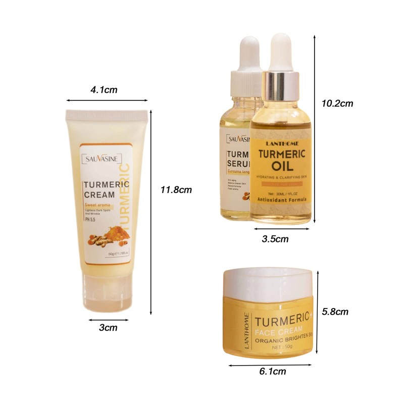 FantasyDay 5PCS Turmeric Skin Care Kit including Turmeric Cream, Turmeric