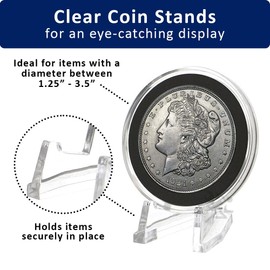 OnFireGuy Clear Display Stand Easel for Holder Coin Capsules Challenge Medals Casino Chips, 10 Pack