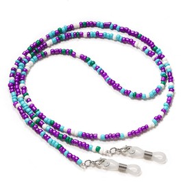 Multifunction Glasses Lanyard,Crystal Beaded Eyeglass Necklace Chain Cord, Eyeglass Beaded Chains and Cords, Purple, 10cm