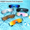 FEISEDY Futuristic Visor Punk Sunglasses Rimless Quick Glasses with Mirrored