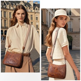 VIMUTI Crossbody Bags for Women,Vegan Leather Crossbody Purse Trendy with Adjustable Strap Embossed Flower Women's Crossbody Shoulder Handbags Black