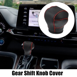 X AUTOHAUX Car Gear Shift Knob Cover Trim Shift Lever Interior Accessories for Toyota Sienna 2021-2022 with Red Stitches