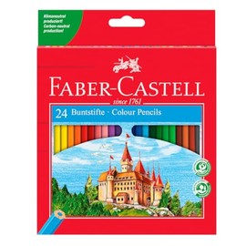 Faber-Castell Lápices de Color Hexagonal con 24 Lápices de Diferentes Colores, contiene un soporte para los colores, tienen un diseño hexagonal que proporciona un agarre cómodo y evita que rueden