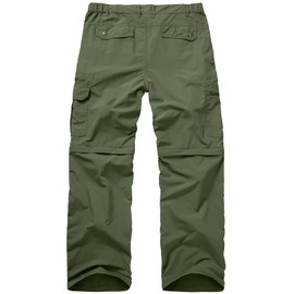 Mens Hiking Pants Convertible Zip Off Lightweight Quick Dry Fishing Safari Camping Travel boy Scout Pants,61101,Army Green,34