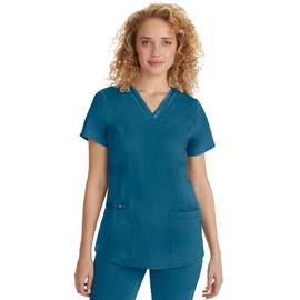 Healing Hands Scrub Top for Women with 3 Pockets and Easy Care, 2-Way Stretch Fabric 2278, XL, Caribbean