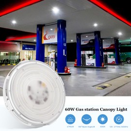 dephen 60W Round LED Canopy Lights, 5000K Garage Ceiling Lighting, 6900Lumens Low Bay AC120-277V Flood Lamp for Parking Gas Station Barn Warehouse Storage (UL-Listed)