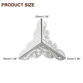 sourcing map 12 Pcs Box Edge Guard, 35mm Decorative Box Corner Cover, Corner Protector, Vintage Stair Dust Corners with Screws, Silver
