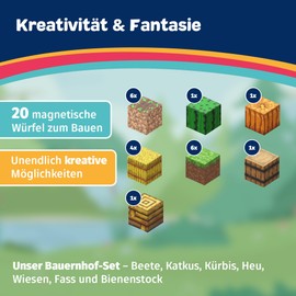 Home Kids World Magnetic Building Blocks - Farm AddOn - Contains 20 Magnetic Building Blocks in Farm - Independent Laboratory Tested, Flexible Construction