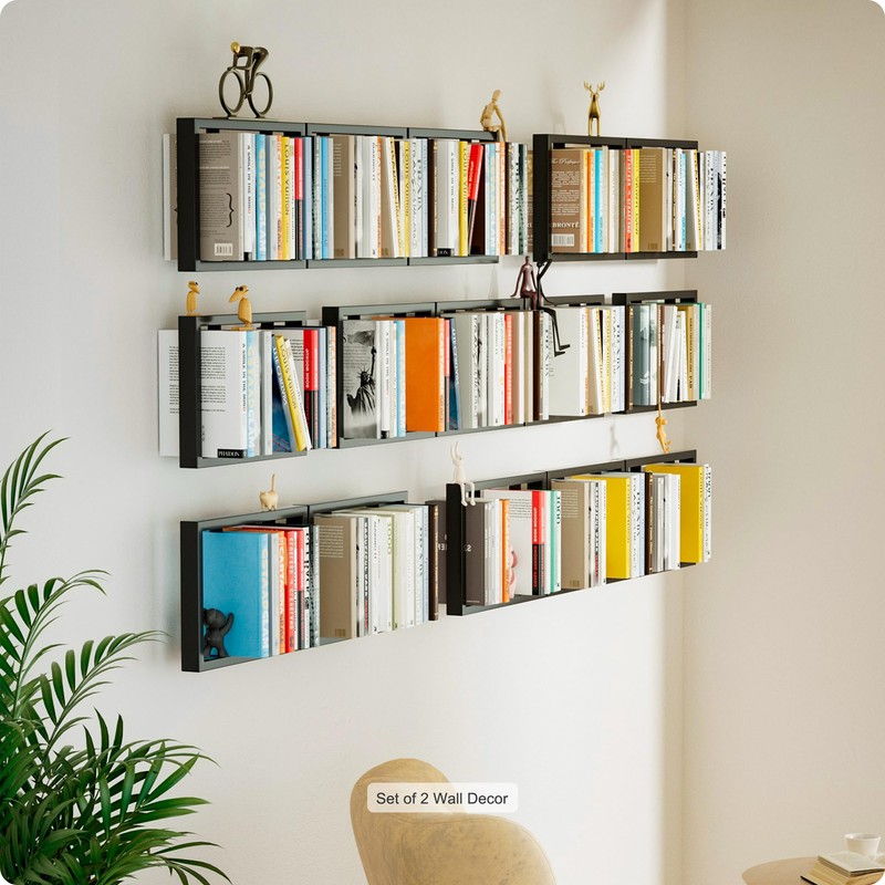 BUTUNITA Floating Book Frame Wall Mount - Invisible Metal Bookshelves