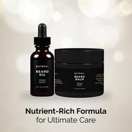 Golden Grooming Co. Beard Oil and Beard Balm Duo – 2 Fl oz Oil and 4 oz Balm – All-Natural Beard Care for Soft, Nourished, and Well-Groomed Beards Bundle