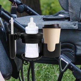 Retractable Stroller Cup Holder with Phone Holder Non-Slip Bike Cup Holder Multifunctional Stroller Cup and Phone Holder Stroller Drinks Holder Clip Firmly Grip Stroller Bar for Stroller Bike Walker