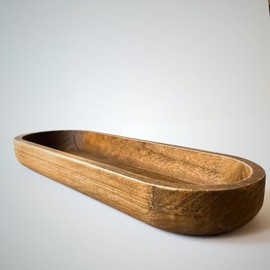 AlobyC Dough Bowl Decor, Wooden bowls decorative Centerpiece, Large Rustic Dough Bowl for Table, (17x6x2 inches), (does not include fillers)