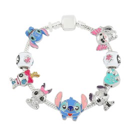 Ohana Means Family Stitch Bracelet - Stitch Charms Gift Ohana Jewelry for Women Boys Girls Stitch Lover (Stitch Bracelet-8.27in)