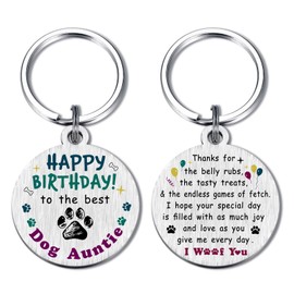 Alotozo Dog Auntie Birthday Gifts - Happy Birthday Keyring from Dogs to Auntie - Funny Dog Auntie Mothers Day Birthday Gifts Idea