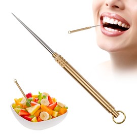 Portable Metal Toothpicks, Reusable Stainless Steel Brass Toothpick, Keychain Pocket Toothpicks, Household Outdoor Metal Tooth Pick with Protective Holder Key Ring for Holiday Party Picnic Camping