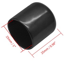 Bonsicoky 12Pcs Round Rubber End Caps 1 Inch / 25mm Vinyl Flexible Bolt Chair Foot Covers Screw Thread Chair Leg Protectors for Round Tubing Bolt Desk Chair Leg (Black)