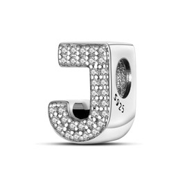 Pandach Alphabet Initial Charms Letter Complete A-Z Letters Solid Silver Cubic Zircons Beads Dangle Pendants for European Bracelets Necklace Women Jewelry Gift Options