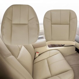 NLQR Front Driver or Passenger Bottom & Top Replacement Seat Covers Tan Compatible with Chevy Silverado Tahoe Suburban Avalanche GMC Sierra Yukon 1500 2500 3500HD 2007-2014