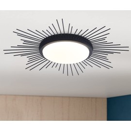 Aiwen 27.55'' Black Unique LED Flush Mount Ceiling Light Fixture Dimmable Modern Linear Shape Round Close to Ceiling Lighting w/ Acrylic Shade Bedroom Living Room Hallway Kitchen Dining Room Foyer