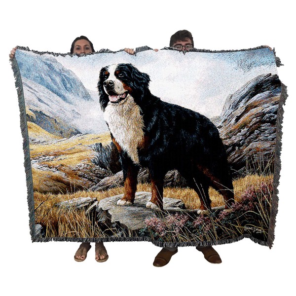 Bernese Mountain - Robert May - Cotton Woven Blanket Throw - Made in The USA (72x54)