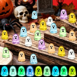 100PCS Halloween Mini Ghosts Figures Resin Ghost Figurines Glow in The Dark