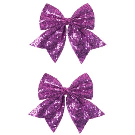 Xansema 2Pcs Hair Bows for Girls, Sequins Bows Alligator Hair Clip Sparkling Barrettes Accessories for Women Teens Girls Kids (Purple)