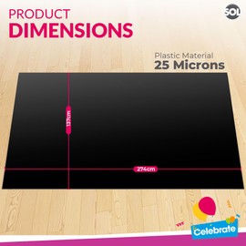 4pk Long Black Table Cloth Party | 274 x 137cm Halloween Plastic Table Cover Party Table Cloth Disposable Tablecloths for Parties | Plastic Tablecloth | Black Disposable Tablecloth Plastic Table Cloth