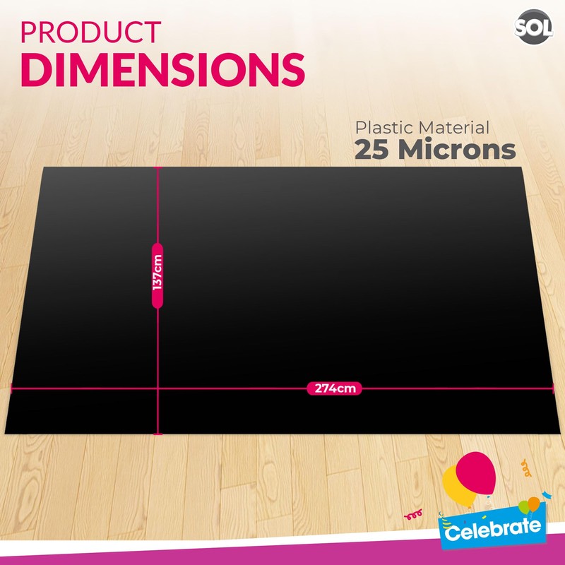 4pk Long Black Table Cloth Party | 274 x 137cm