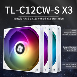 TR TL-C12CW-S X3 CPU Cooling Fan 120mm White ARGB Cooler 4 Pin PWM Silent Computer Fan with S-FDB Bearing Included Up to 1550RPM Cooler (3 Quantities)