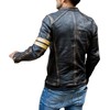 Jnriver mens leather motorcycle jacket black cafe racer leather jacket