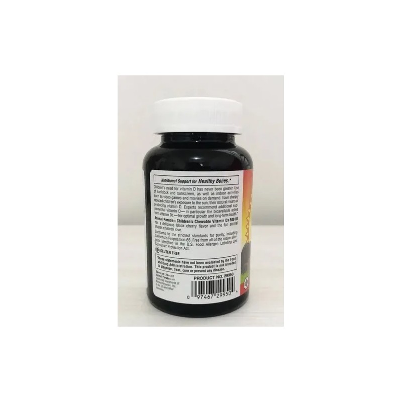 Vitamina D3 Masticable NaturesPlus 500UI Cereza Negra 90 Comp Vegano
