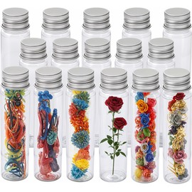 Berenti 16 PCS Plastic Test Tubes with Caps (50 ml) - 1.09×4.30 Inches/28×109 mm Gumball Tubes as Storage Containers for Candy, Beads, Powder – Clear Test Tube for Sample Testing, Home & Party Décor