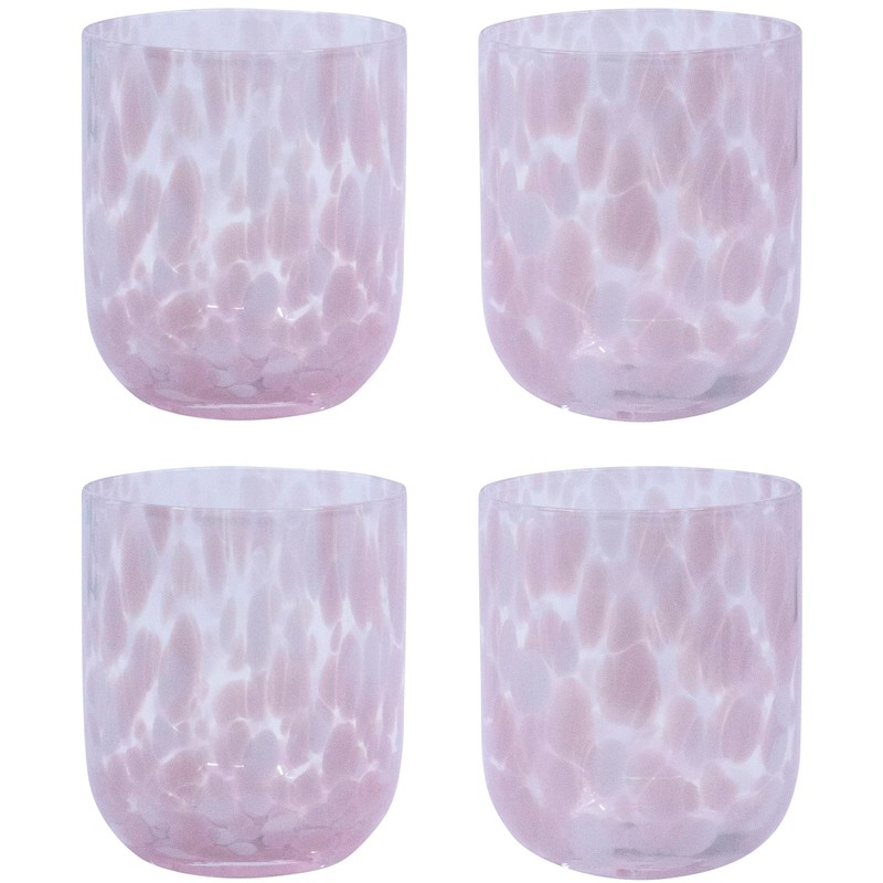 Stephanie Imports Set of 4 Handcrafted Double Old-Fashioned Confetti Drinking