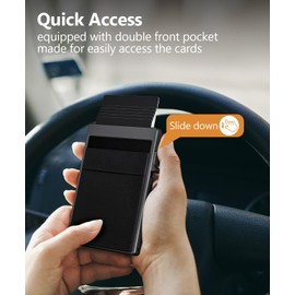 TUXON Slim Wallet for Men - Pop up Card Holder with Money Pocket RFID Blocking Minimalist Business Credit Card Wallet Metal Card Case for Notes and Coins and Debit Cards (BLACK)