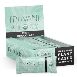 Truvani Plant Based Snack Bars | Chocolate Mint 12 Pack | 7g Protein | USDA Organic and Vegan | The Only Bar | Dairy, Soy, and Gluten Free | Individually Wrapped