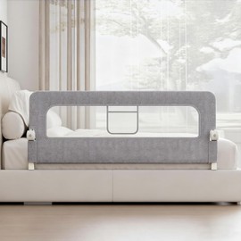 Toketa Barandal para Cama, Barandales para Cama Plegable, Tela Catiónica de Alta Densidad, Altura Ajustable 61-75 cm, con Cierre de Seguridad y Correa de Fijación, para Todo Tipo de Colchones (1.8m)