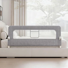 Toketa Barandal para Cama, Barandales para Cama Plegable, Tela Catiónica de Alta Densidad, Altura Ajustable 61-75 cm, con Cierre de Seguridad y Correa de Fijación, para Todo Tipo de Colchones (1.8m)