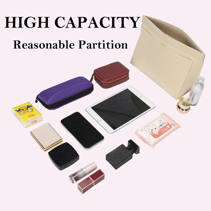 D.DUO Purse Organizer, Multi-Pocket Felt Handbag Organizer, Folding Tote Bag