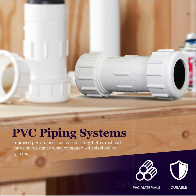 Midline Valve 582DD034 PVC Compression Coupling Pipe Fitting; 3/4 in.;