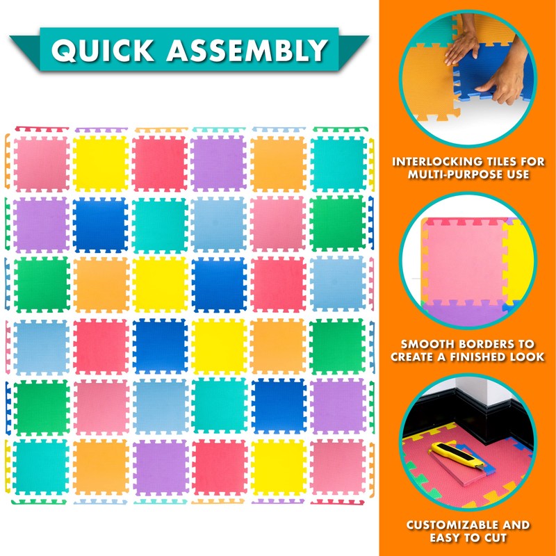 ProSource Baby Play Mat, Soft Foam Floor Tiles for Kids,