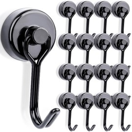 Pack of 16 Magnetic Hooks Strong Magnets Heavy Duty,15 kg Pull 20 mm Swivel Swing Magnetic Hook, Magnetic Hook Neodymium Magnets Strong for Iron Doors, Refrigerators, Kitchen,Warehouse, Office